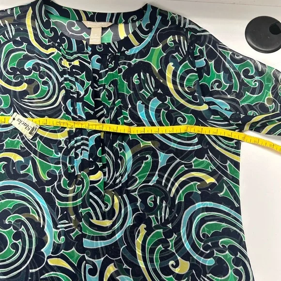Banana Republic Swirl Pattern Blouse in Green and Blue - Picture 7 of 8